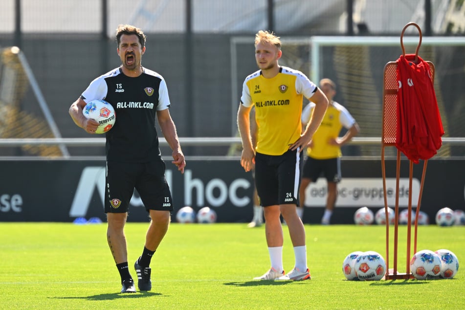 "Wir sind seit Wochen klar, was wir machen wollen", sagt Dynamo-Trainer Thomas Stamm (42, l.). Bisher blieb es in dieser Woche aber ruhig in Sachen Verstärkungen.