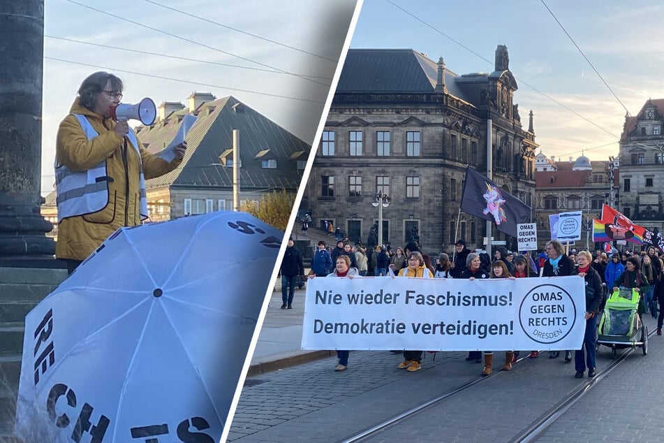 Demo in Dresden: "Omas gegen Rechts" gehen gegen Kretschmers Gespräch mit AfD auf die Straße