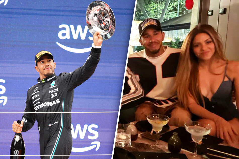 Shakira was spotted hanging out with Lewis Hamilton in a snap shared by a friend of the driver.