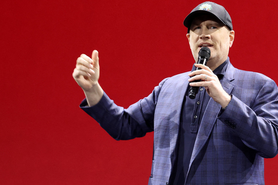 Kevin Feige speaks at D23 Expo in Anaheim, California on September 10.