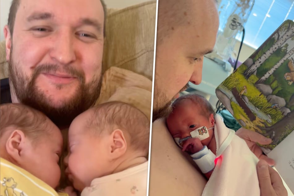 Luke (34) kümmert sich schon seit der Schwangerschaft liebevoll um die Zwillinge.