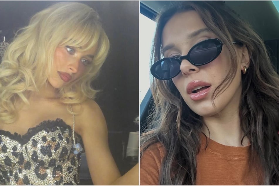 Millie said she was initially hesitant to make her viral Instagram post but was encouraged by Sabrina Carpenter (l.) at the BRIT Awards.