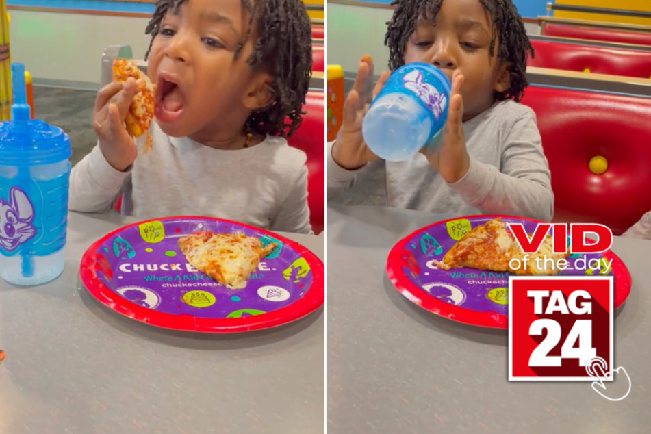 viral videos: Viral Video of the Day for January 8, 2024: Boy risks second-degree burns for Chuck E. Cheese pizza!