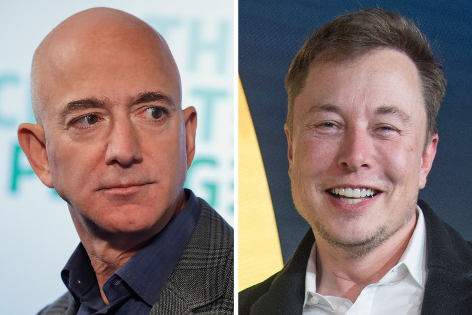 Jeff Bezos (57, l.) und Elon Musk (50) sind zwei rivalisierende Milliardäre - auch im Bereich der Raumfahrt.