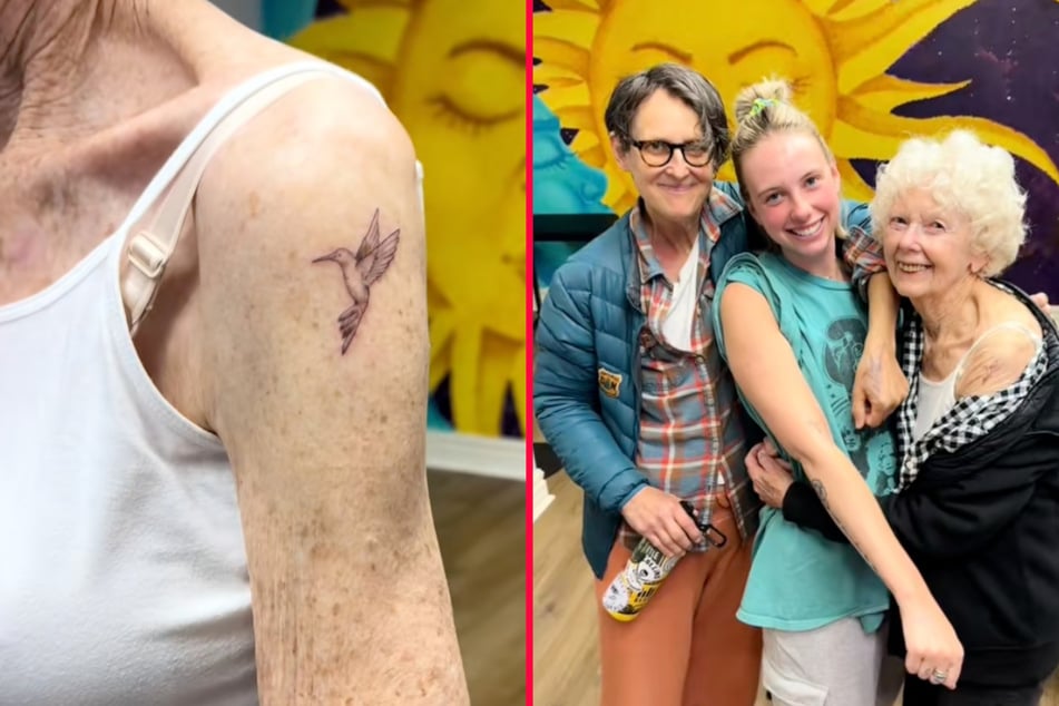 An 87-year-old granny decided to get an adorable matching tattoo with her granddaughter.