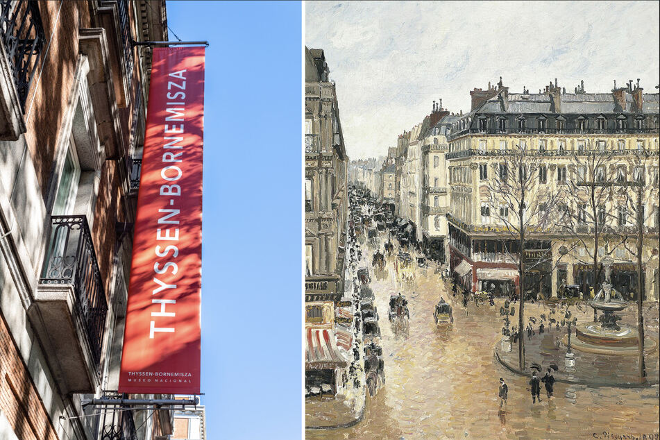 A US appellate court has ruled in favor of Spain's Thyssen-Bornemisza Museum in a dispute over the stolen painting "Rue Saint-Honoré in the Afternoon. Effect of Rain" (r.).
