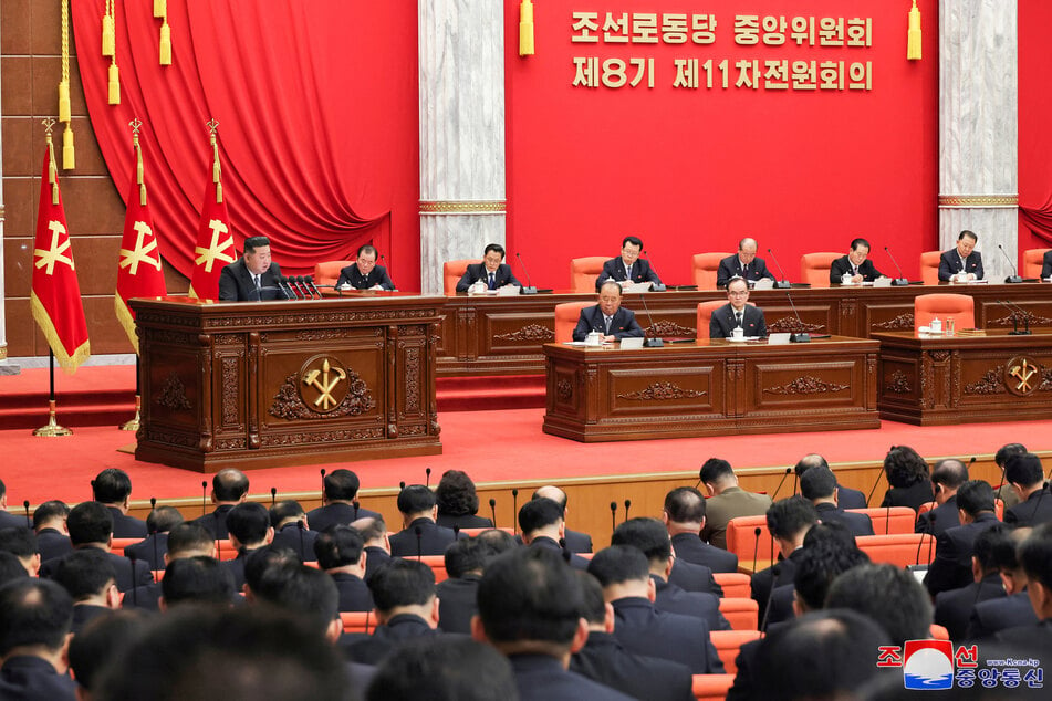 North Korean leader Kim Jong Un chairs a meeting of the country's ruling party in Pyongyang on December 29, 2024.