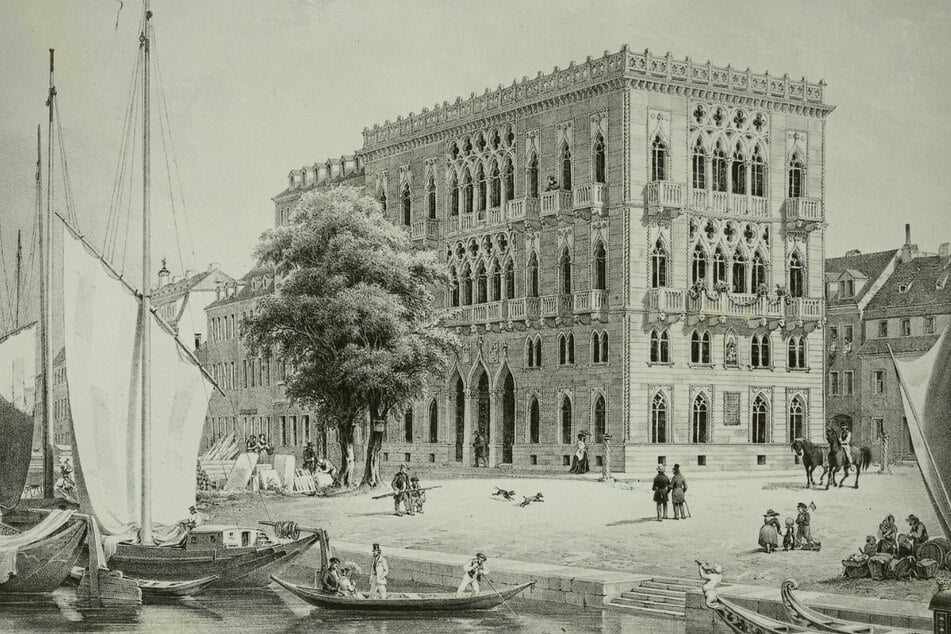 Das historistische Gebäude war nach dem Vorbild venezianischer Stadtpaläste gestaltet. Es wurde durch Bombenangriffe 1945 zerstört.