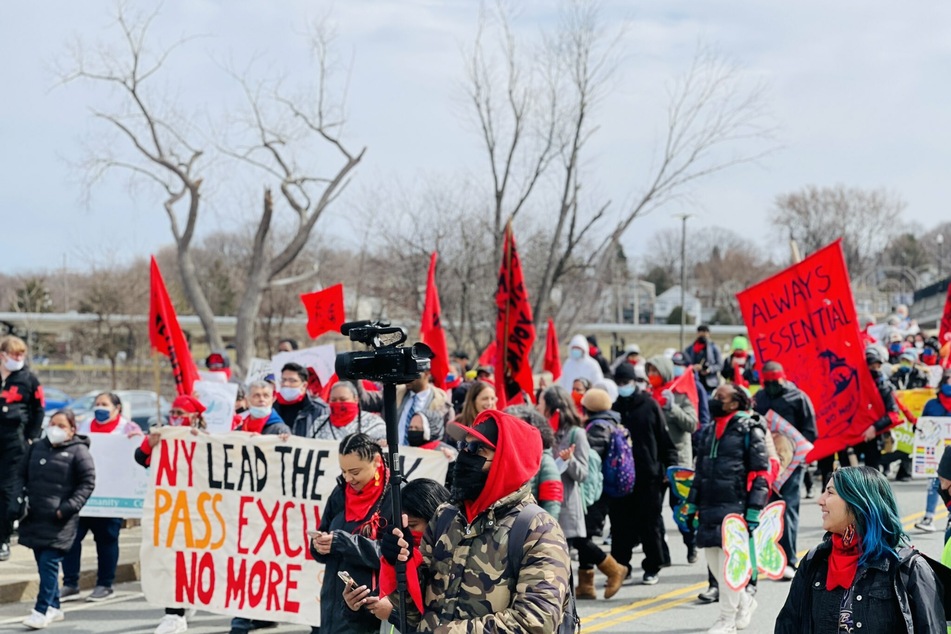 Immigrants and allies march to Albany to demand economic protections and a pathway to citizenship.