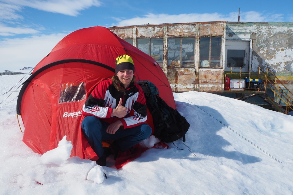Karl Heidrich-Meisner (24) an der russischen Forscherstation "Molodjoschnaja" in der Antarktis.