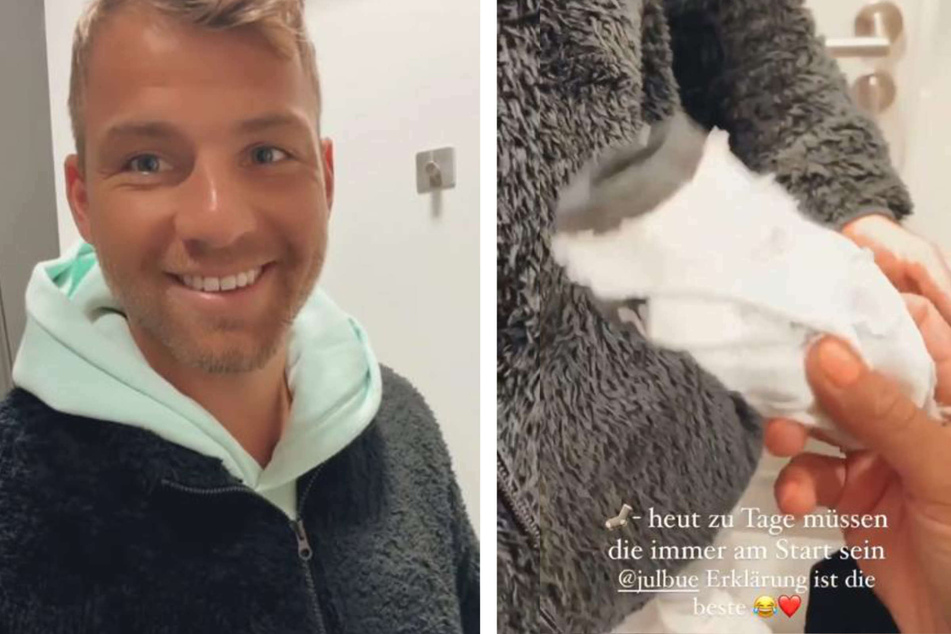 Julian Büscher (27) hat "für Notfälle" stets ein paar Reserve-Socken dabei, wie seine Verlobte Sarah Lombardi (28) bei Instagram verriet.