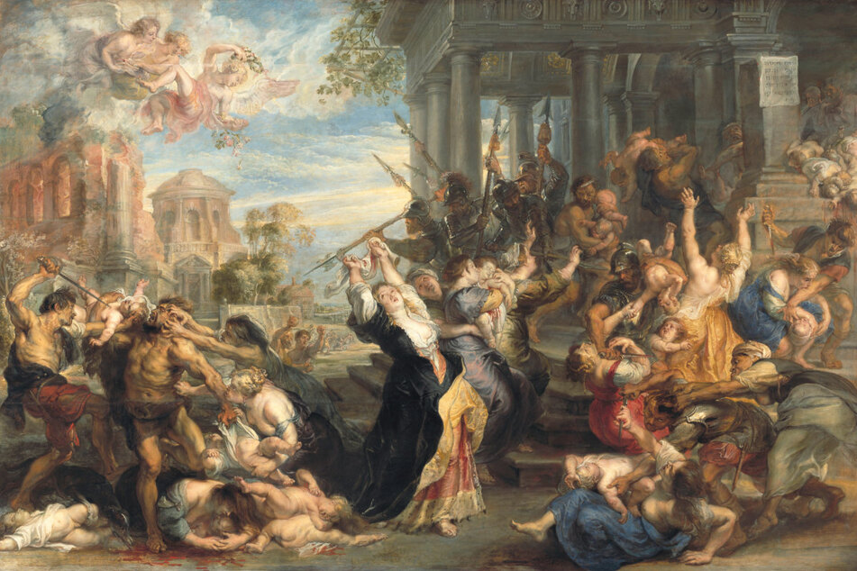 Die Aktivisten klebten sich an den Rahmen des Gemäldes "Der bethlehemitische Kindermord" von Peter Paul Rubens.