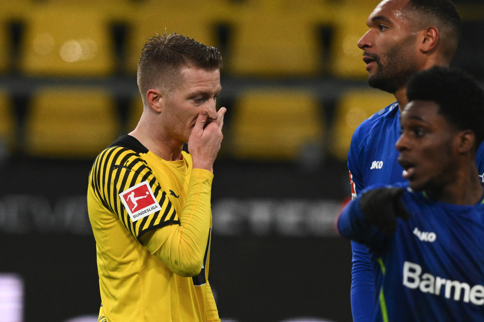 Marco Reus (links) bedient. Dortmund muss sich an die eigene Nase fassen. Das waren zu viele Fehler gegen Leverkusen!