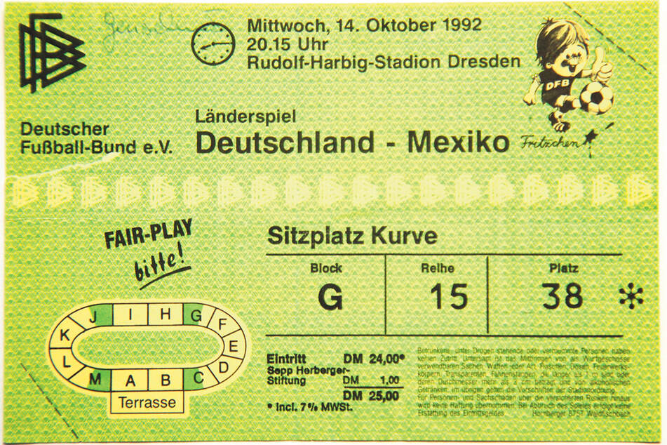 Eine Eintrittskarte zum Mexiko-Spiel.