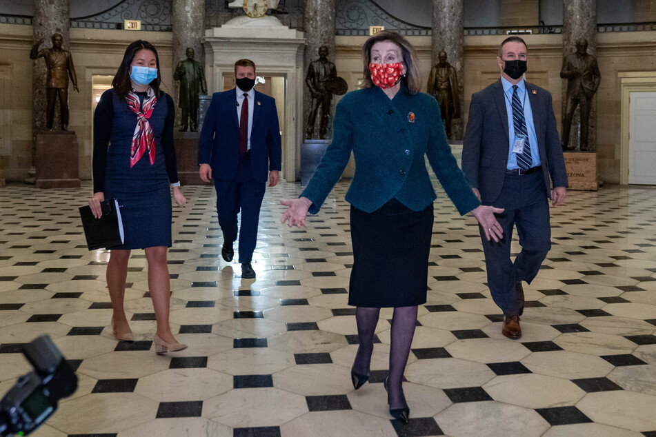 Speaker of the House Nancy Pelosi (D-CA) walks to the House floor for a vote.