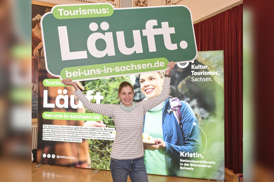 Die Gründerin der "BrotZeitTour"-Reiseagentur, Kristin Arnold (36) aus Reinhardtsdorf, ist ein Gesicht der Kampagne.