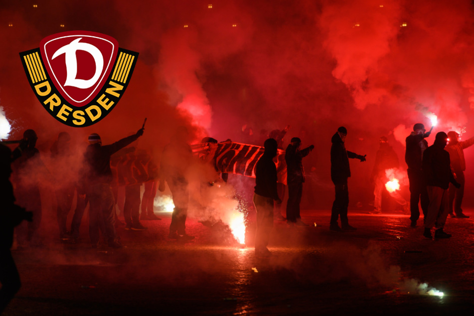 Pyro-Einlage vor der Semperoper: Dynamo-Fans mit heißem Empfang für Derbysieger