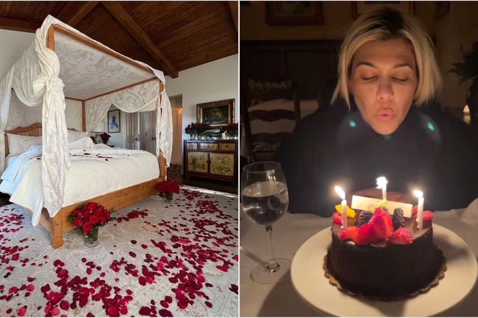 Kourtney Kardashian's 44th birthday celebration continued with a dreamy vacay, flowers, and cake.