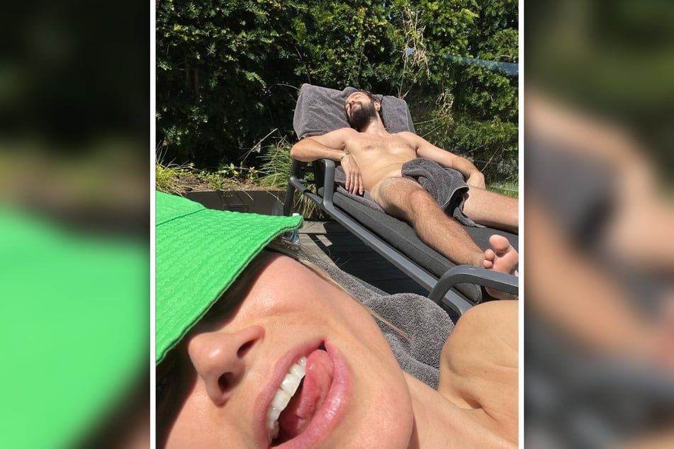 In Los Angeles lassen sich die Kaulitz-Zwillinge gerne die Sonne auf ihren Bauch scheinen: Hier im Bild Tom Kaulitz (33) und seine Frau Heidi Klum (49). (Archivbild)