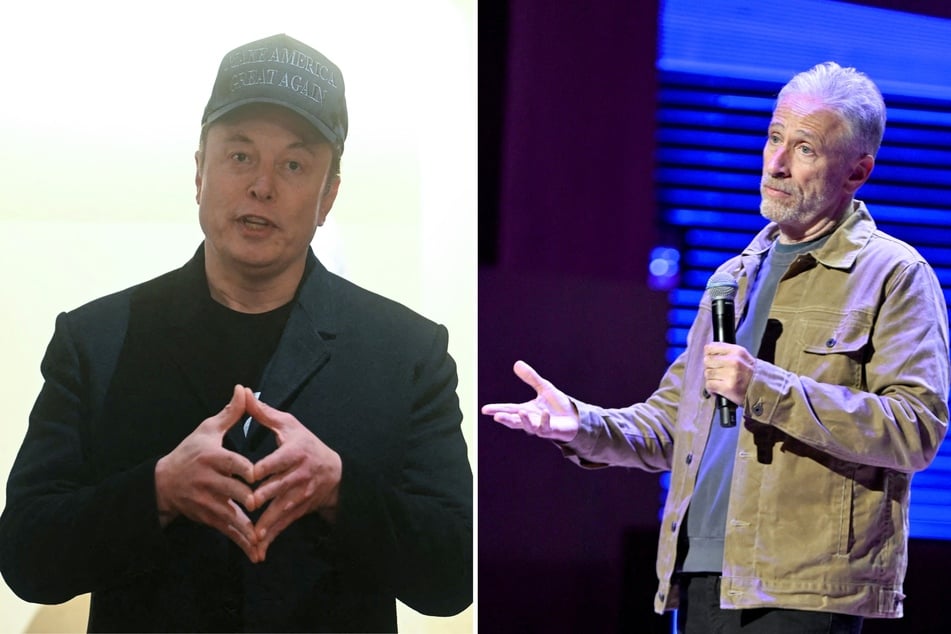 The satirical news show The Daily Show recently invited billionaire Elon Musk (l.) to be a guest on the show to discuss DOGE with host Jon Stewart.