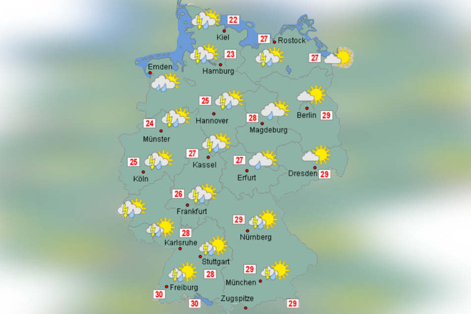 Im Osten bleibt es am Samstag warm und sonnig, doch der Rest Deutschlands muss sich auf lokale Unwetter einstellen.