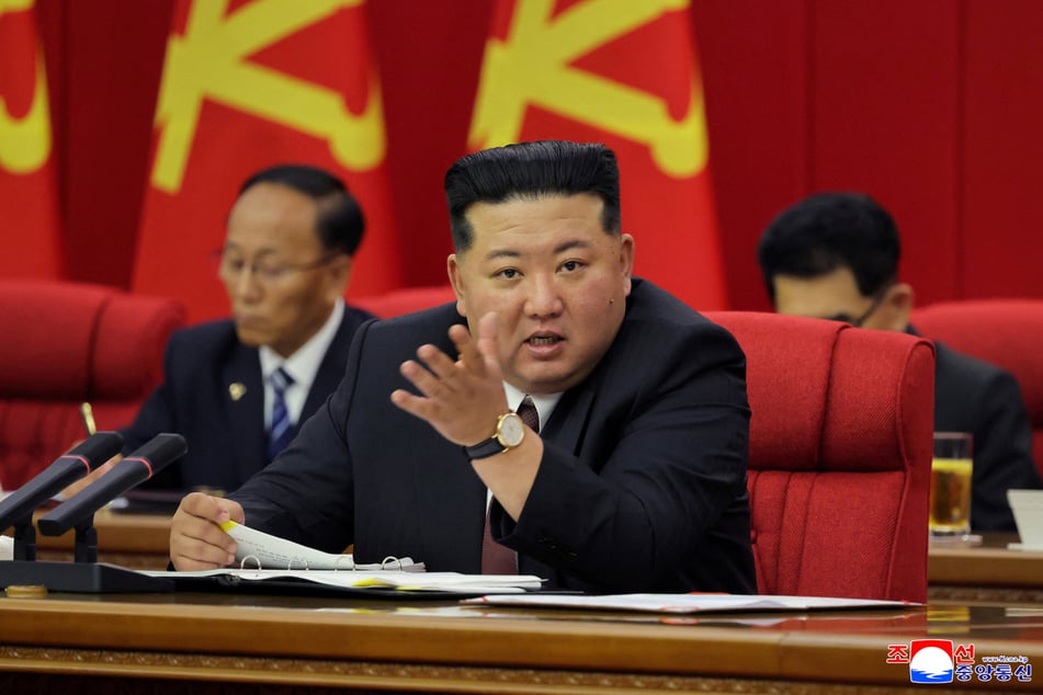 North Korean leader Kim Jong Un speaks during the second plenary meeting of the Ninth Central Committee of the Workers' Party of Korea in Pyongyang in a picture released on June 23, 2026.
