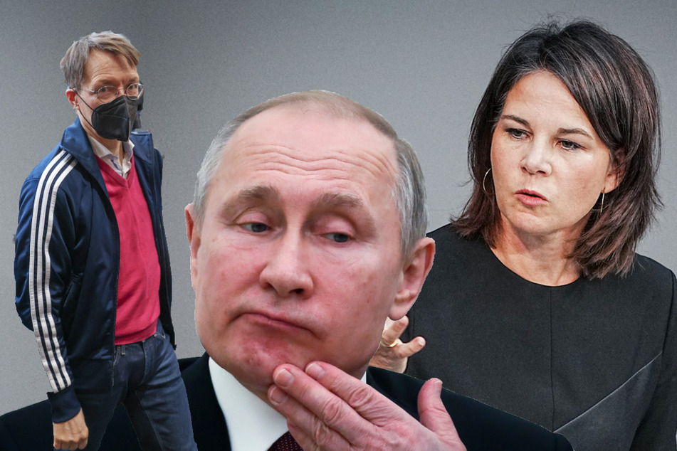 Karl Lauterbach (59, SPD, l.), Wladimir Putin (70) und Annalena Baerbock (42, Grüne) sind unter den Zitatgebern des Jahres.