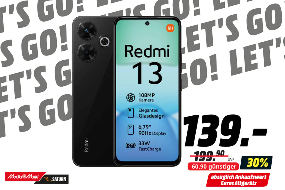 Xiaomi Redmi 13 für 139 statt 199,90 Euro - abzüglich Ankaufswert Altgerät.