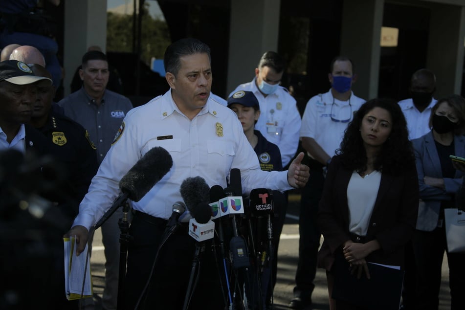 Houston Fire Department Chief Samuel Pena speaks during a press conference after the Astroworld disaster.