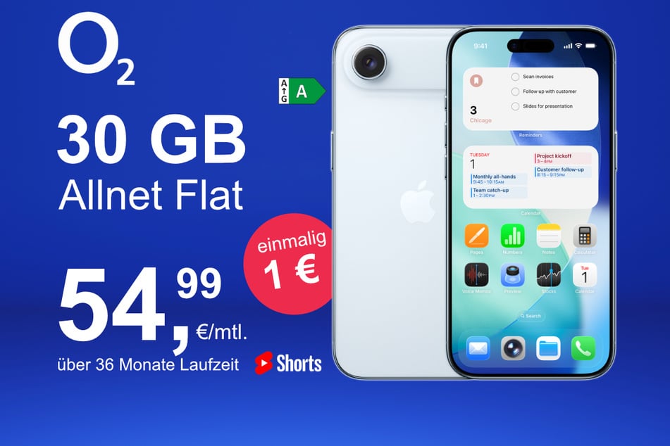 Das neue iPhone 17 Air inkl. 30 GB Datenvolumen für nur 1 Euro exklusiv bei o2.