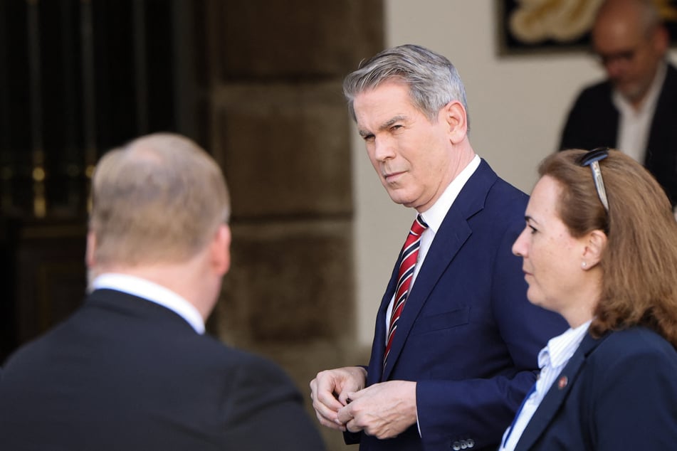 US Secretary of the Treasury Scott Bessent arrives at the foreign ministry in Madrid ahead of trade talks with Chinese Vice Premier He Lifeng in Madrid on Sunday.