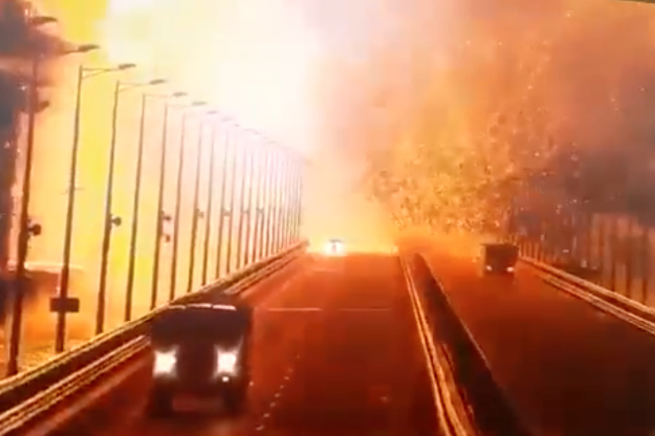 Ukraine war: Crimean bridge blasted to pieces after huge explosion caught on video