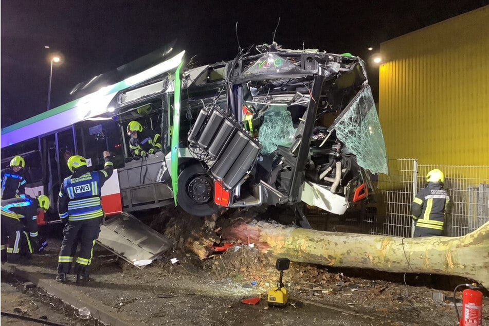 Im Linienbus saßen zum Unfallzeitpunkt zwei Passagiere und der Busfahrer.