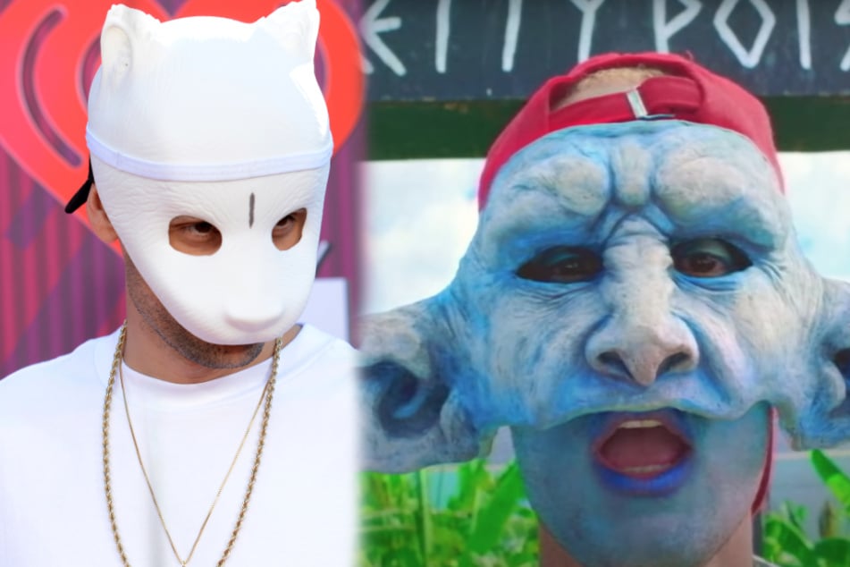 Rap-Star Cro (30) war seither für seine Panda-Maske (links) bekannt und schockte jetzt einige Fans mit seinem neuen "Yoda-Style". (Fotomontage)