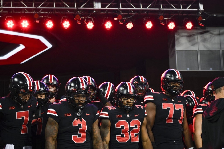 The Ohio State Buckeyes prepare to take the field before playing the Wisconsin Badgers at Ohio Stadium.