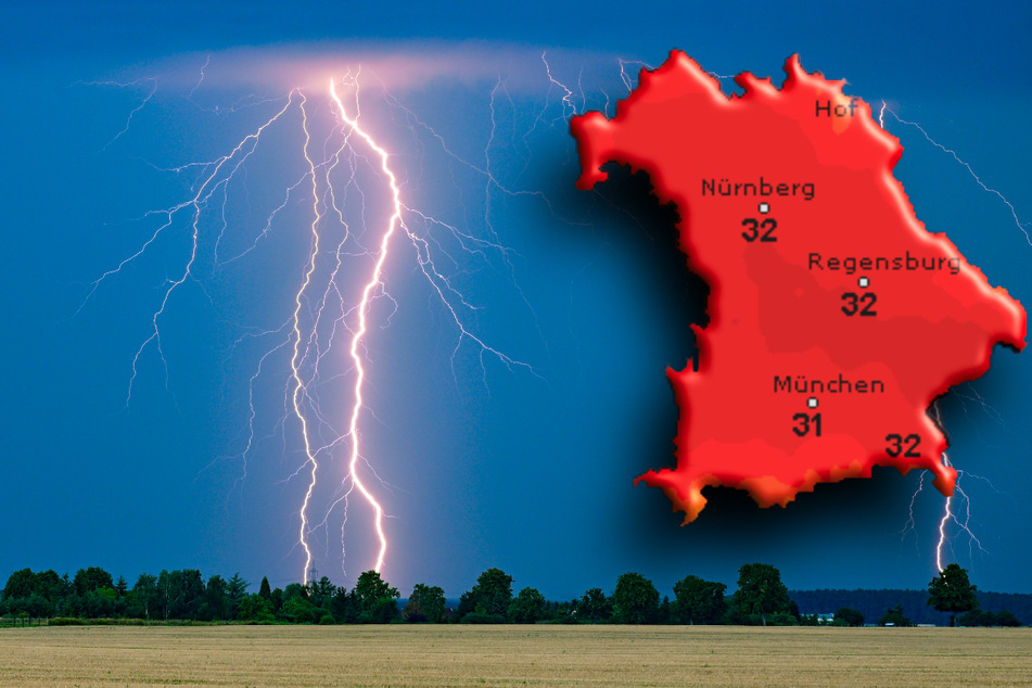 Stürmische Gewitter und feuchte Hitze wechseln sich am Wochenende in Bayern ab.