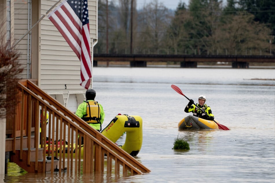 Evacuation orders were issued in Washington state Thursday as heavy rainfall caused flooding across large areas.