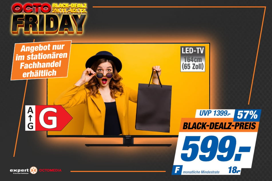 65-Zoll Panasonic-Fernseher für 599 statt 1.399 Euro.