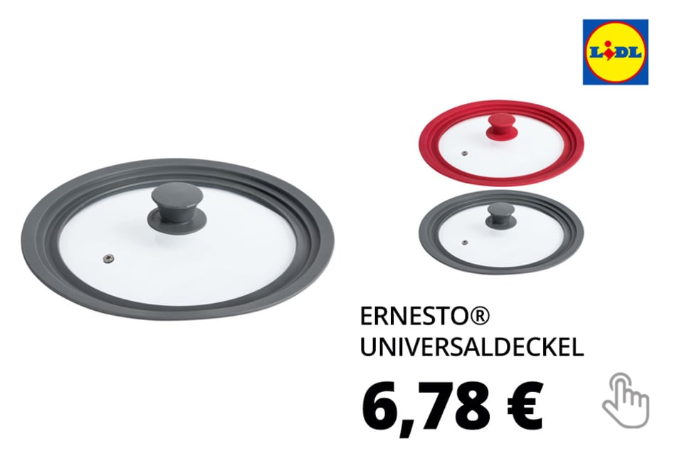 ERNESTO® Universaldeckel, mit abgestuftem Silikonrand, Thermogriff, spülmaschinengeeignet