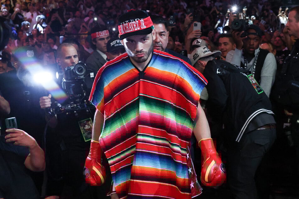 Mexico's Julio Cesar Chavez Jr. arrives for his cruiserweight boxing match against USA's Jake Paul at the Honda Center in Anaheim, California, on June 28, 2025.