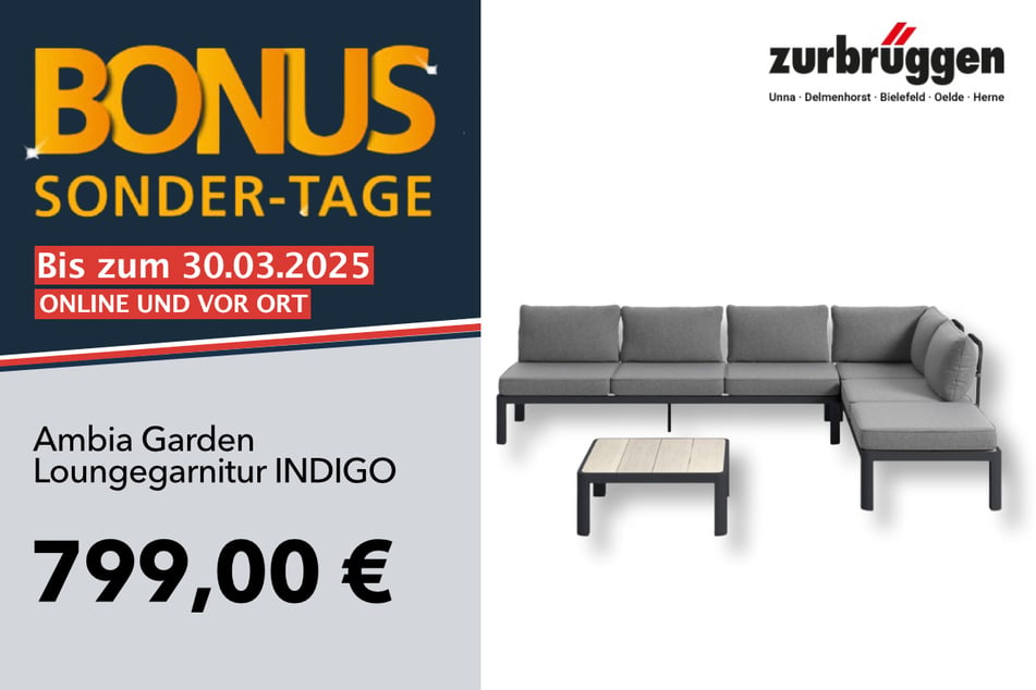 Die Ambia Garden Loungegarnitur für 799 Euro.