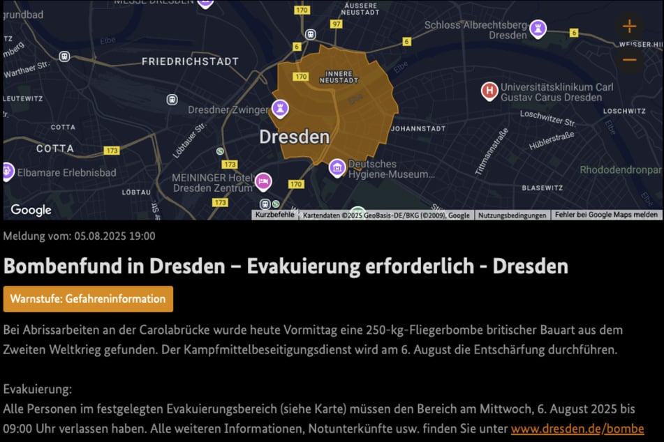Auch über die Warn-App "NINA" werden Bürger am Mittwochmorgen über die Evakuierung informiert.