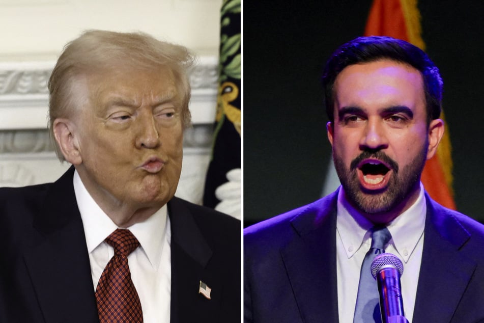 New York City Mayor-elect Zohran Mamdani (r.) took on President Donald Trump directly in his victory speech.