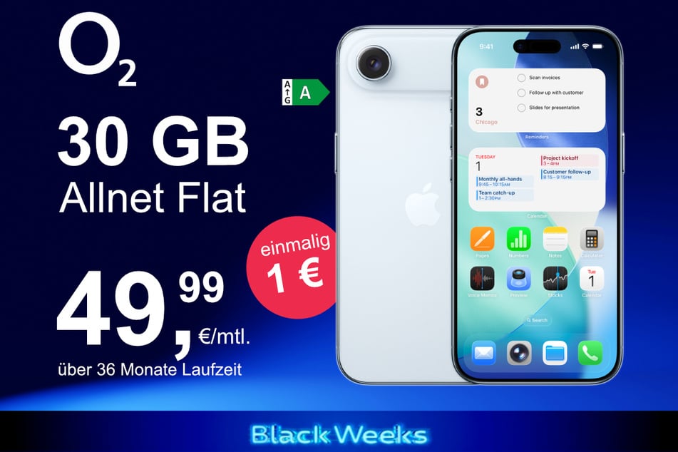 Das neue iPhone 17 Air inkl. 30 GB Datenvolumen für nur 1 Euro exklusiv bei o2.