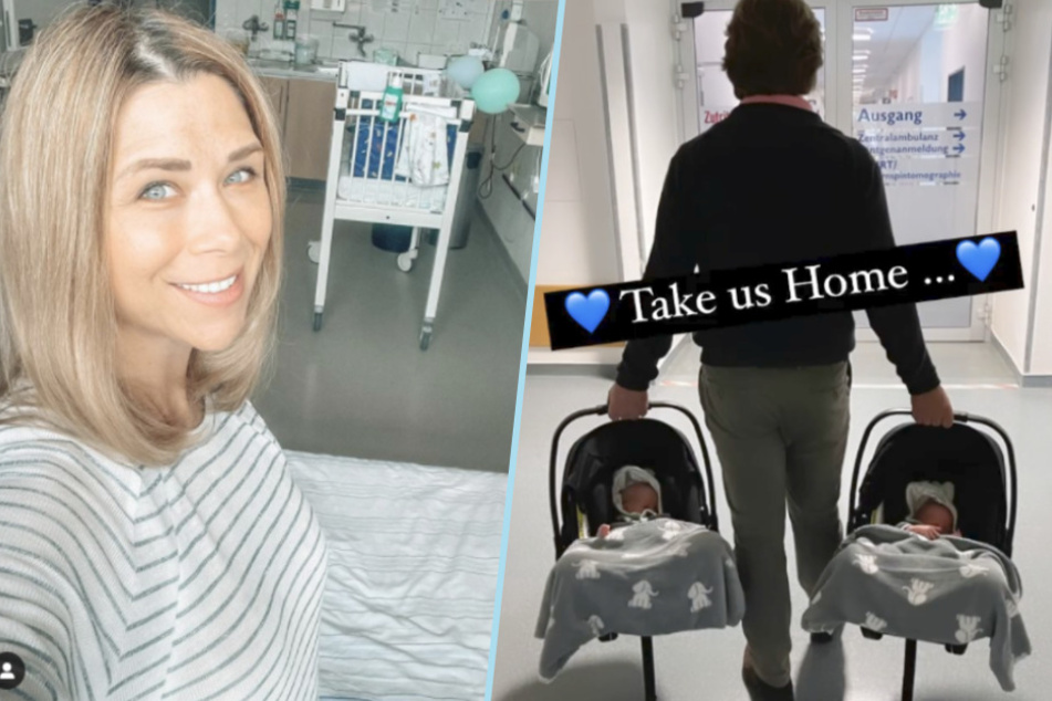 Von Umzugsstress keine Spur: Leo und Louis schlummern lieber noch eine Runde, als Papa Norman sie in ihren Babyschalen aus der Klinik trägt.