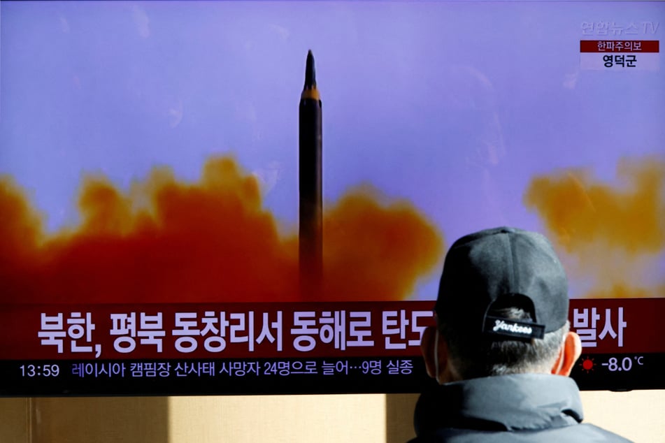 A man in Seoul, South Korea, watched a TV report on North Korea firing a ballistic missile off its east coast on Sunday.