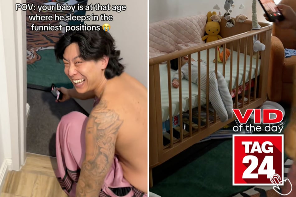 This baby's sleeping position has his parents trying to not laugh!