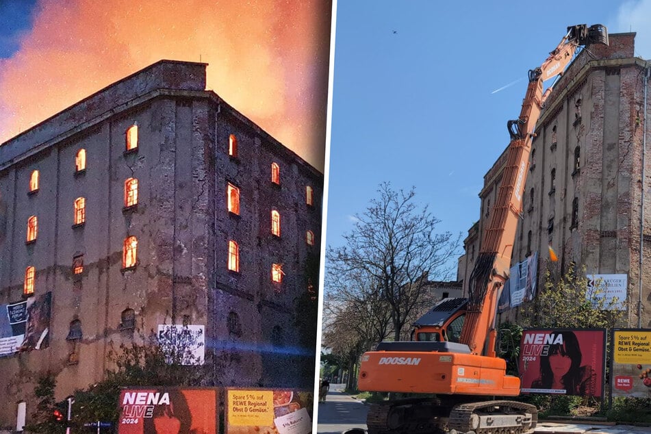 Dresden: Brand in Industrie-Ruine: Gebäude wird langsam abgetragen