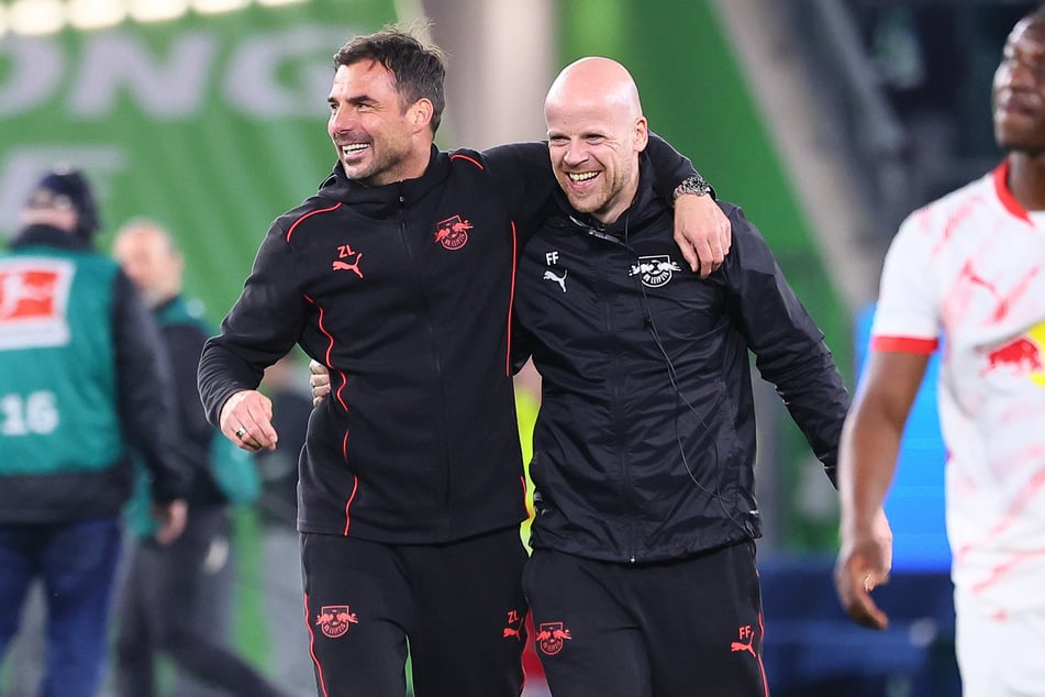Fabian Friedrich (39, r.), hier noch an der Seite von Zsolt Löw (46), soll RB Leipzig auch verlassen.