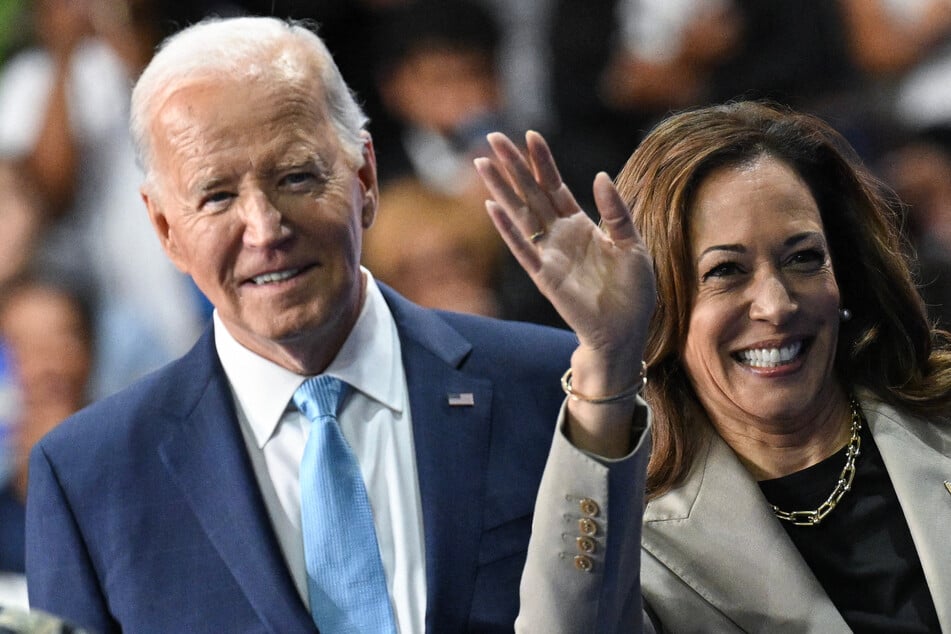 President Biden (l.) is set to pass the torch to Kamala Harris with a speech at the DNC on Monday.